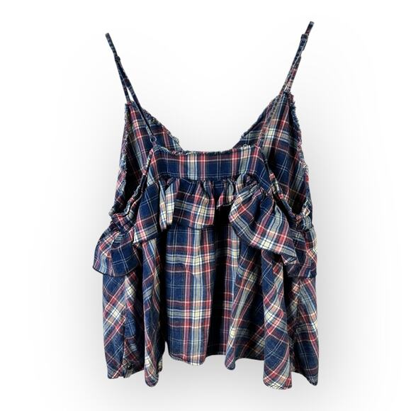 One Teaspoon Womens size Medium Vintage Check Romy Top Plaid Blue - Picture 3 of 10